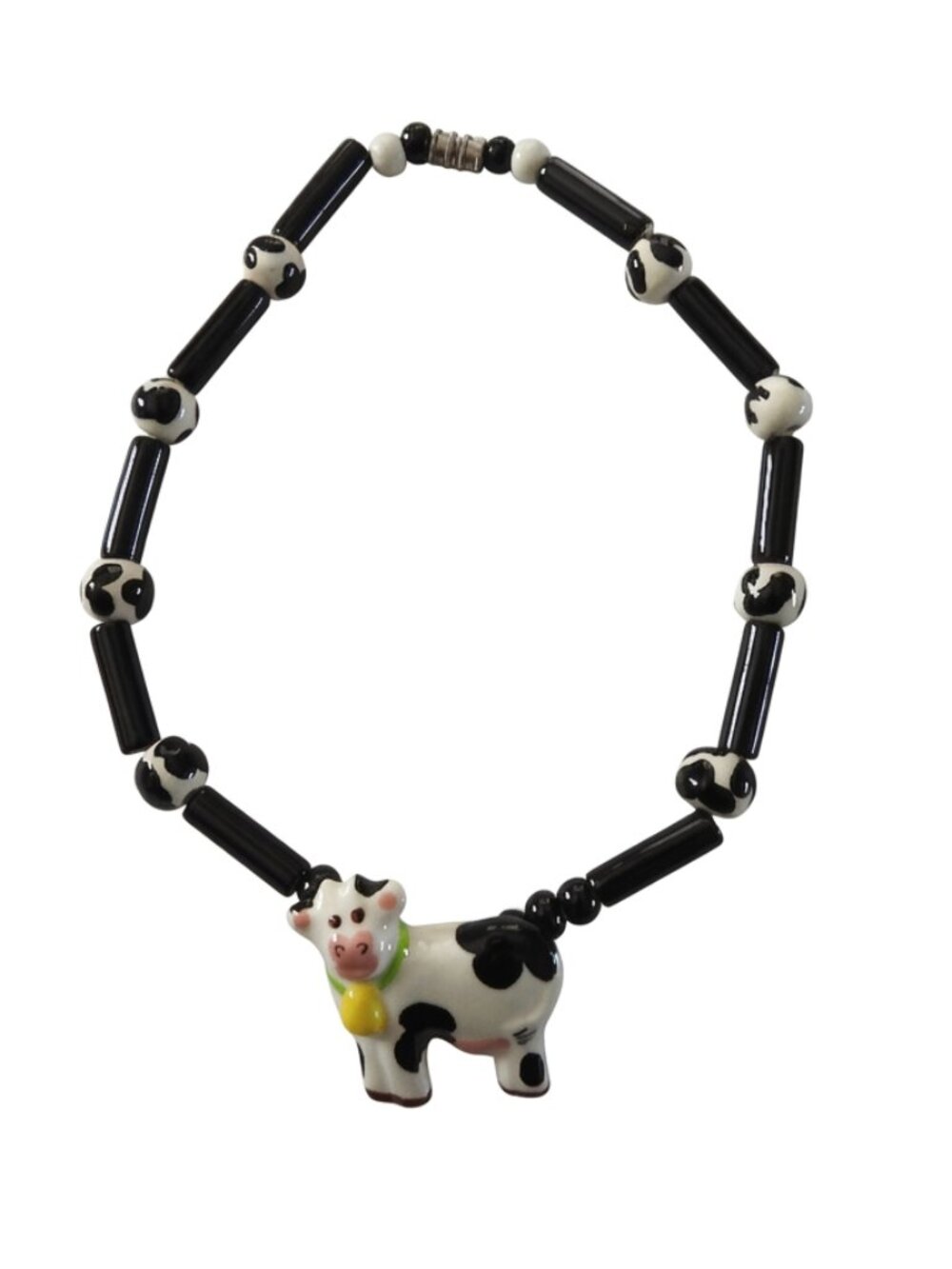 Vintage Flying Colors Ceramic Cow Choker Necklace Collectible